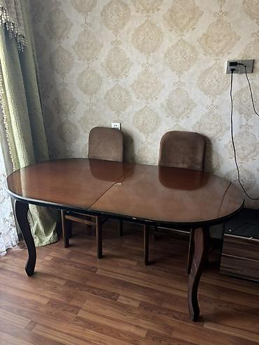 Qonaq otağı üçün, İşlənmiş, Açılan, Oval masa, 6 stul