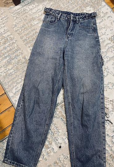 qara cins şalvar: Klassik tünd-mavi denim şalvar - Material: 100% denim (pambıq əsaslı — 2