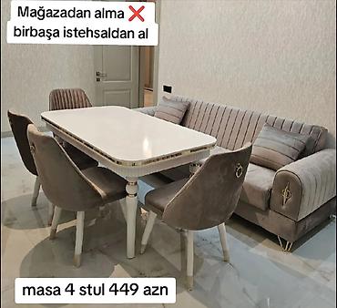 stullar lalafo: Qonaq otağı üçün, Yeni, Açılmayan, Dördbucaq masa, 4 stul — 1