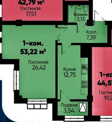 4 комнатная квартира бишкек: 1 комната, 53 м², Элитка, 4 этаж