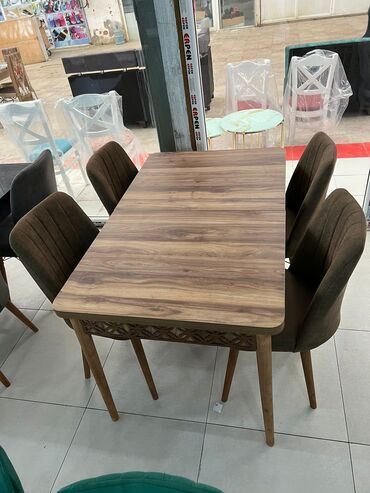 Masa və oturacaq dəstləri: Qonaq otağı üçün, Açılmayan, Dördbucaq masa, 4 stul -da lalafo.az — 4 Masa və oturacaq dəstləri: Qonaq otağı üçün, Açılmayan, Dördbucaq masa, 4 stul — 4