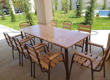 Bağ, çöl masa və oturacaq dəstləri: Yeni, Dördbucaq masa, 4 stul, Açılmayan, Stullar ilə, Taxta, Azərbaycan — 17