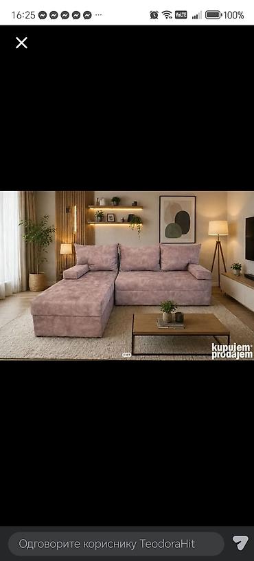 ormaric za kljuceve ikea: Ugaona garnitura u nežnoj roze boji, idealna za prostrane dnevne sobe — 1