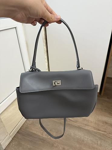ll bean: Сумка кожаная женская, серо-графитового цвета, лаконичный дизайн. - — 2