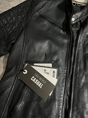 куртки поло: Мужская кожаная куртка Jorg Weber Casual, темно синий. Размер L ( 50 ) — 4