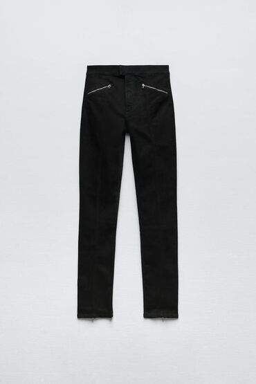 Atlama ipləri: Zara yan cibləri ve arxa eteklerde zamok olan, dar, uzun qara cins — 4