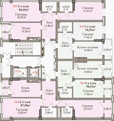 жк медина: 1 комната, 58 м², 13 этаж