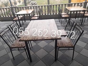 Masa və oturacaq dəstləri: Qonaq otağı üçün, Yeni, Açılmayan, Dördbucaq masa, 1 stul — 4