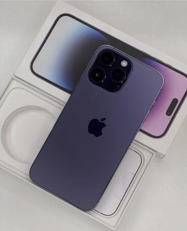 телевизор не рабочий: IPhone 14 Pro Max, Б/у, 256 ГБ, Deep Purple, Защитное стекло, Коробка, 79 %