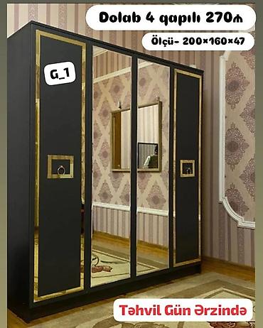 açılıb bağlanan: Dörd qapılı dolab – model G_1 - Ölçü: 200 × 160 × 47 sm - Qara — 1