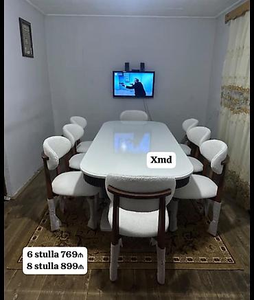 Yemək otağı üçün masa və stul dəsti - Dəst variantları: - 6 stul