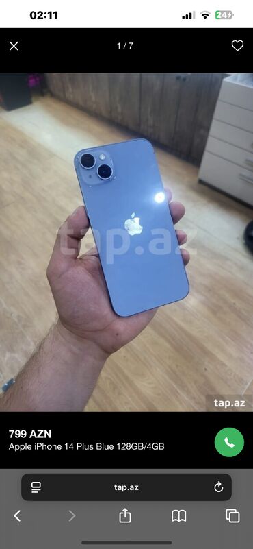 i̇phone 14: IPhone 14 Plus, 256 GB, Mavi, Simsiz şarj