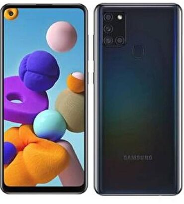 ucuz samsung telefonlar: Samsung Galaxy A21S, 64 GB, rəng - Göy, Zəmanət, Barmaq izi, İki sim kartlı