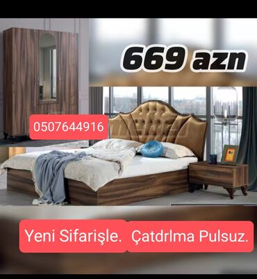 Yataq otağı dəstləri: İkinəfərlik çarpayı, Dolab, Termo, 2 tumba, Azərbaycan, Yeni — 20