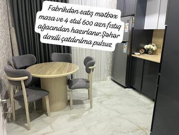 Masa və oturacaq dəstləri: Qonaq otağı üçün, Yeni, Açılmayan, Oval masa, 6 stul — 10