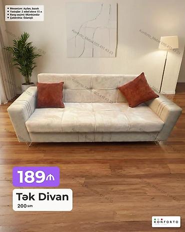 Tək divan – 200 sm - Mexanizm: açılan, bazalı (yataq funksiyalı və lalafo.az -da Tək divan – 200 sm - Mexanizm: açılan, bazalı (yataq funksiyalı və