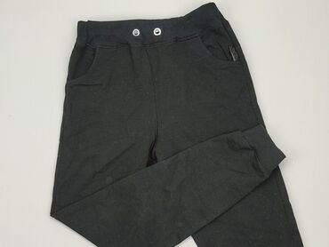 czarne szerokie spodnie z wysokim stanem: Sweatpants, 8 years, 122/128, condition - Good