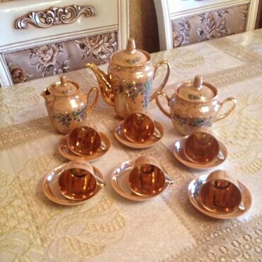 cay desti: Çay dəsti, rəng - Qızılı, 6 nəfərlik, Rusiya