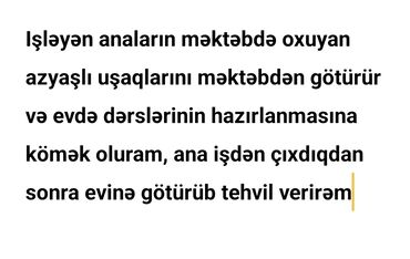 uber elaqe: Işləyən anaların məktəbdə oxuyan azyaşlı uşaqlarını məktəbdən götürür