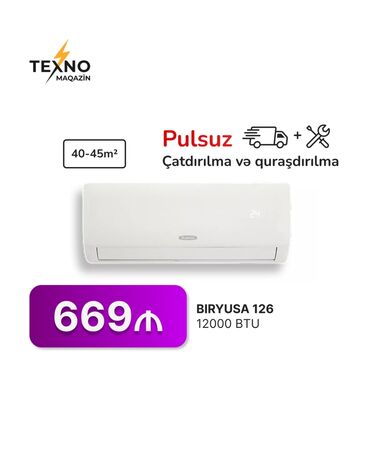 Kondisionerlər: Kondisioner 40-45 kv. m, Split sistem, Kredit yoxdur, Pulsuz quraşdırılma