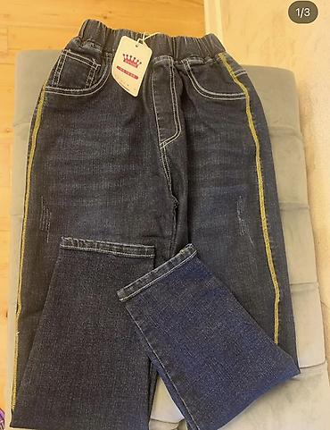 Детская одежда и обувь: Uşaq cins şalvarı………… - Rəng: tünd mavi denim - Beldən rezinli və — 1