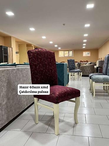 divan ikinci el: Yemək otağı üçün yumşaq oturacaqlı stol-stul. - Rəng: tünd-bordo — 1