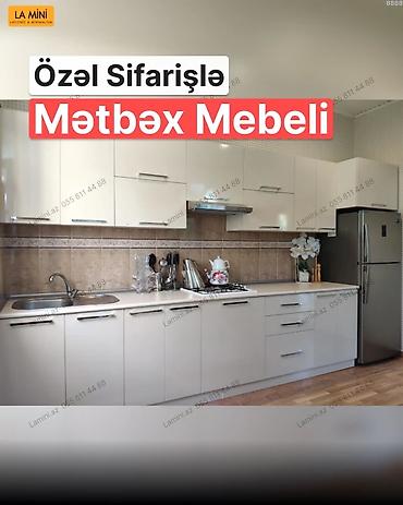 Özəl sifarişlə mətbəx mebeli - Dizayn: minimal və zərif üslub, açıq