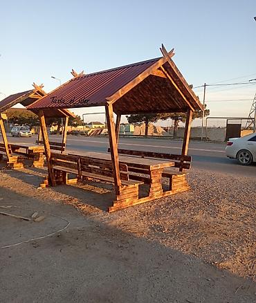 hacioglu mebel fabriki: Taxta pavilon – skamya və masa dəsti ilə - Material: tam ağac (odla — 2