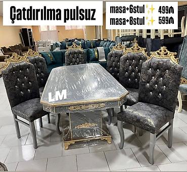 okey masa: Qonaq otağı üçün, Yeni, Dördbucaq masa, 6 stul — 1