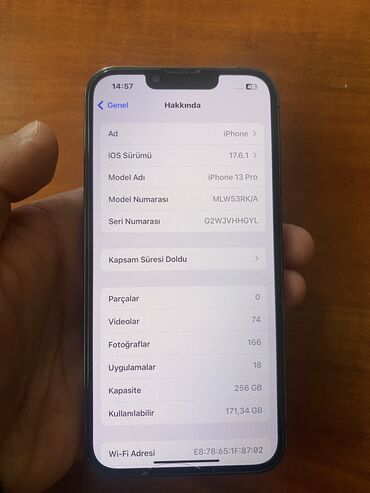 Apple iPhone: IPhone 13 Pro, 256 GB, Alpine Green, Barmaq izi, Face ID