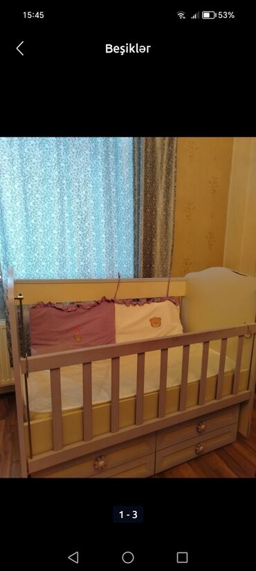 Oğlan və qız üçün, Dördbucaq, Beşik, Dəst ilə, Matras ilə, Yellənmə mexanizm ilə