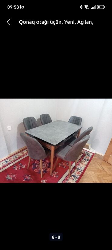 Masa və oturacaq dəstləri: Mətbəx üçün, Yeni, Açılan, Dördbucaq masa, 4 stul — 10