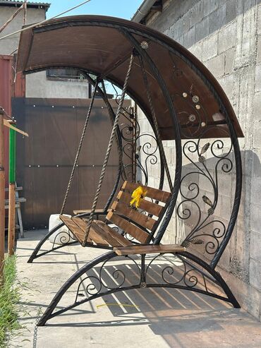 Садовые качели: Садовые качели Металл, Со спинкой, С крышей — 9