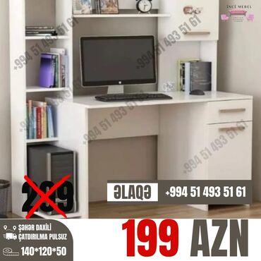 Uşaq masaları: Oğlan və qız üçün, Yeni, Siyirməli, Yazı masası, Stulsuz — 14