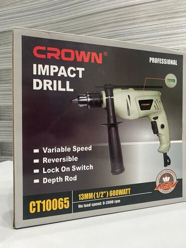 Дрели: Ударная дрель Crown CT10065 мощностью 600 Вт с регулируемой скоростью