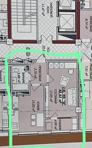 7 1: 1 комната, 43 м², Элитка, 7 этаж — 1