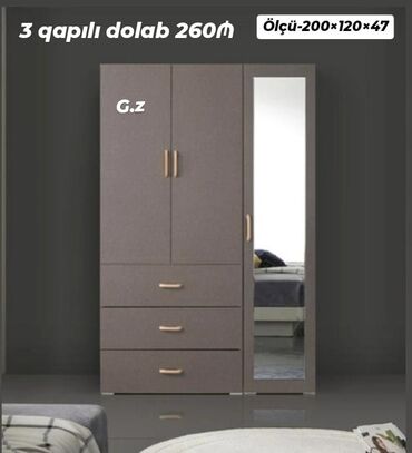 Dolablar: Açılan, 3 qapılı Düz dolab, Şifonyer