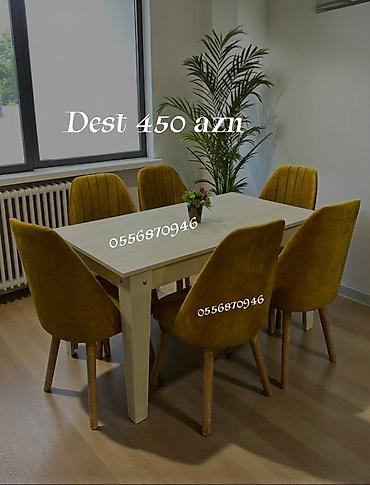 ders masa: Qonaq otağı üçün, Yeni, Açılmayan, Dördbucaq masa, 6 stul — 4