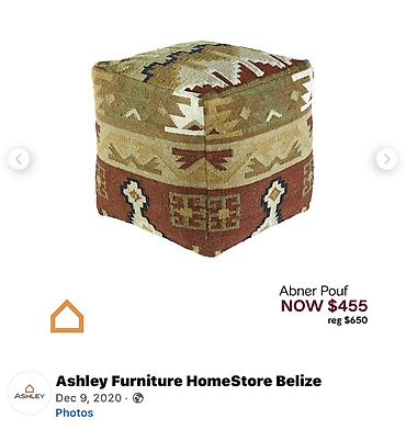 usdular: Məhsul: Ashley Furniture – Abner Pouf – Kvadrat formalı oturacaq/puf — 1