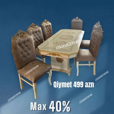 Sifarişlə masa və oturacaq dəstləri: Oval masa, Qonaq otağı üçün, 6 nəfər, Açılmayan, Azərbaycan, Zəmanətli — 7