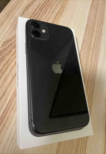 кадамжай айфон: IPhone 11, Колдонулган, 64 ГБ, Jet Black, Заряддоочу түзүлүш, Коргоочу айнек, Каптама, 81 %