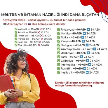 Məktəbəqədər və ibtidai sinif hazırlığı: Məktəb və imtahan hazırlığı dərsləri Azərbaycan və Rus bölmələri üzrə