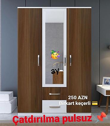 Шкафы: Dolab qarderob paltar dolabı güzgülü 3 qapılı siyirməli — 1