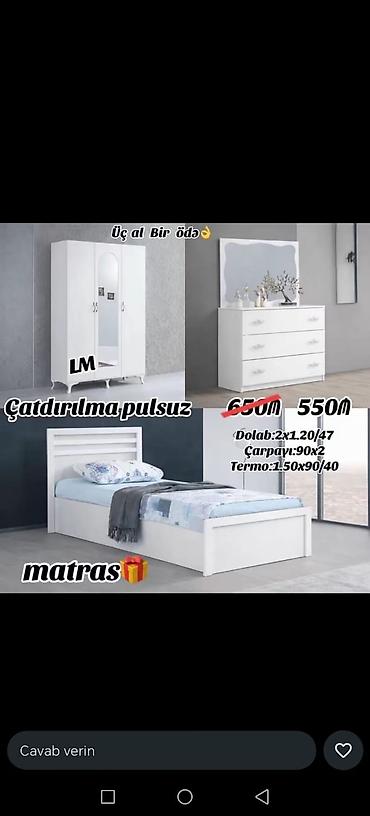 Мебель: Gənc yataq dəstləri 1) Gənc yataq dəsti – 499 AZN - Komplekt: dolab + — 3