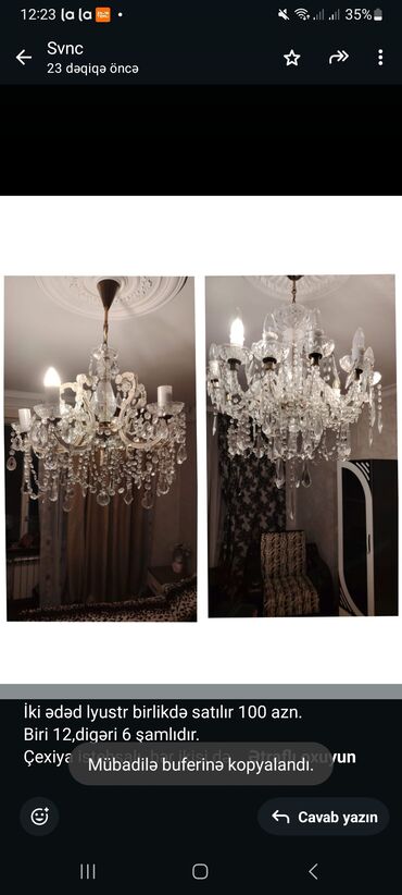 Çılçıraq, 10 və daha çox lampa, Xrustal