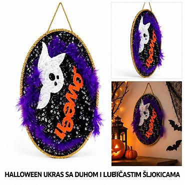 KMT Halloween viseći ukras sa duhom i ljubičastim šljokicama HW-013 - na lalafo.rs KMT Halloween viseći ukras sa duhom i ljubičastim šljokicama HW-013 -