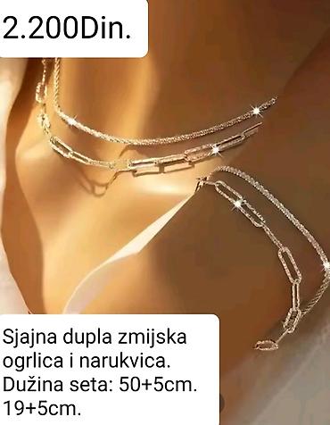 medicinski celik nakit: Posrebreni sjajan set nakita sa žigom S925 od hirurskog čelika. Dupla — 1