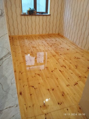 Döşəmə işləri: Pol ve parketlerin yonulub laklanmasi yuksek seviyyede — 25