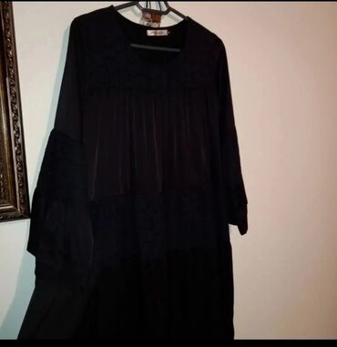 платья черное: Повседневное платье, Осень-весна, Длинная модель, Шелк, M (EU 38)