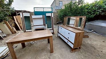 ağ masa: Yemək otağı üçün komplekt mebel dəsti - Tərkib: - 2 ədəd şüşəli — 2